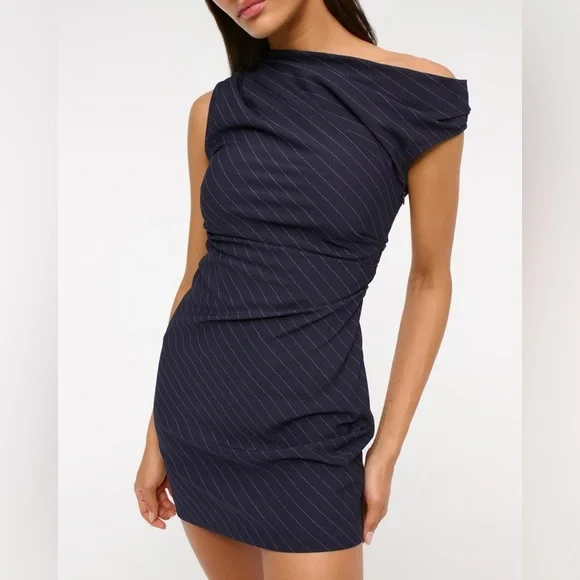Abercrombie and Fitch Navy Blue Striped Dress - Picture 2 of 2
